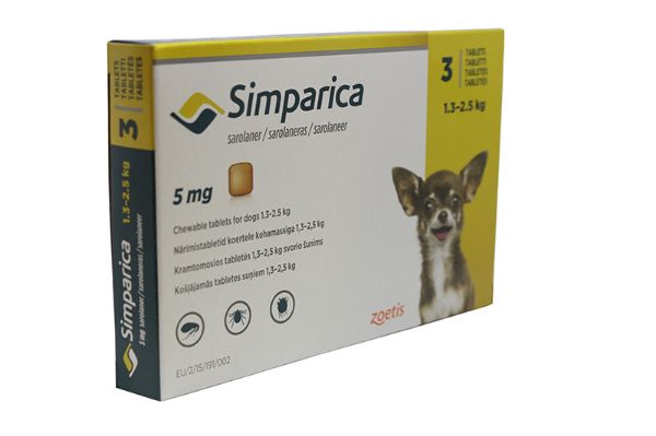 Picture of Simparica - 5mg - 1.3-2.5kg - 3 pack