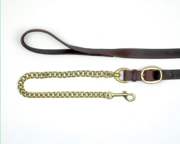 Picture of Mackey Classic Leather Lead Buckle End with Chain - 6" - Brown