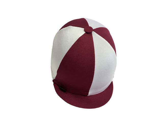 Picture of Quartered Lycra Hat Cover - Maroon/White