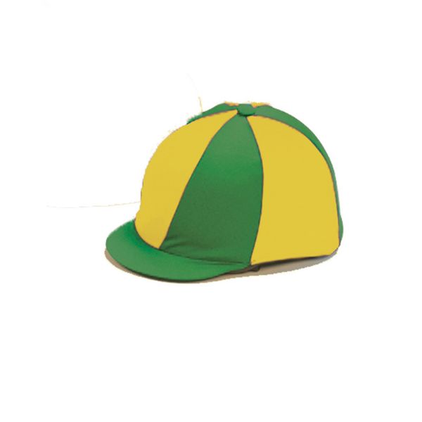 Picture of Quartered Lycra Hat Cover - Emerald Green/Yellow
