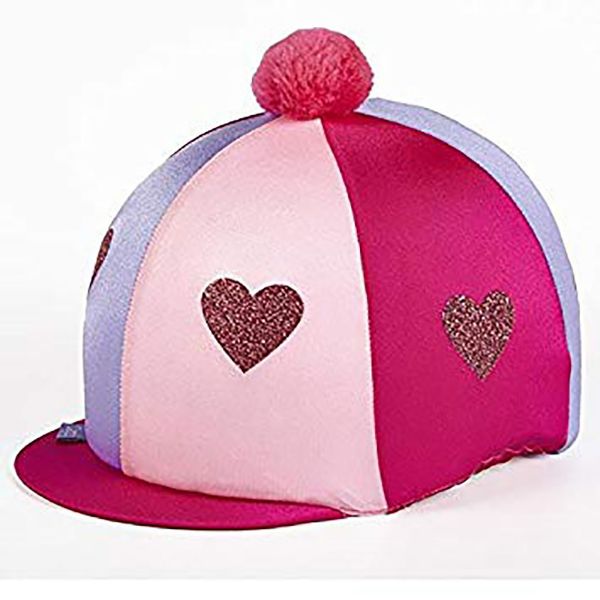 Picture of Glitter Pom Pom Lycra Hat Cover - Pink&White