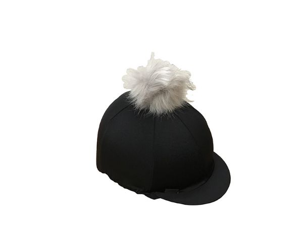 Picture of Pom Pom Hat Cover - Black & Grey Faux Fur