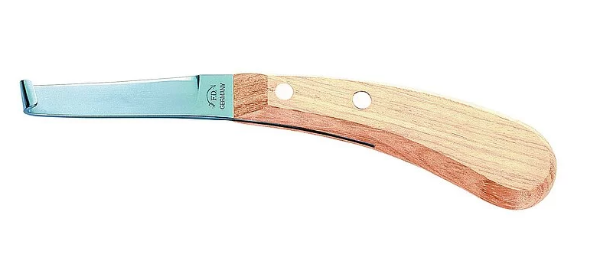 Picture of Economy Hoof Knife Wooden Handle Long Wide - Left Hand